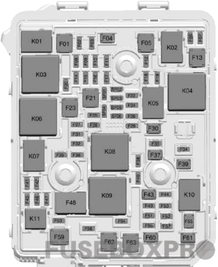 under-hood fuse box diagram: buick encore gx (2020, 2021, 2022)