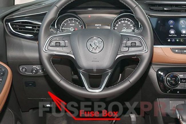 the location of the fuses in the passenger compartment: buick encore gx (2020, 2021, 2022)