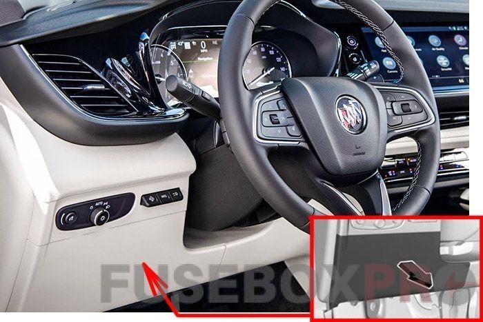 the location of the fuses in the passenger compartment: buick envision (2021, 2022)