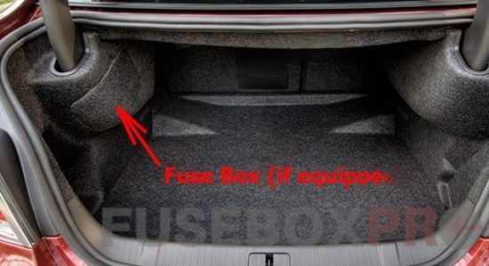 the location of the fuses in the trunk: buick lacrosse (2010, 2011, 2012)