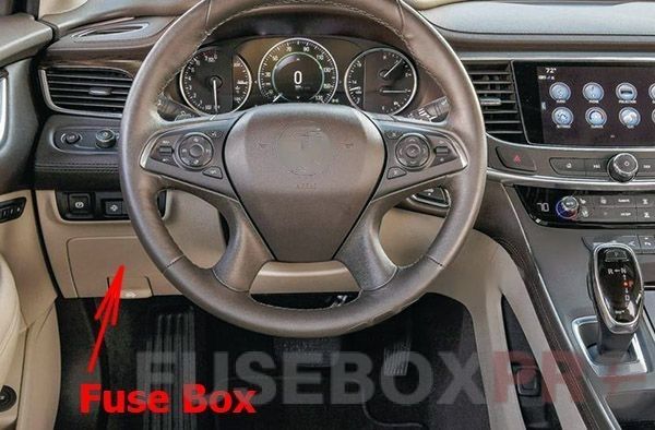 the location of the fuses in the passenger compartment: buick lacrosse (2017, 2018, 2019-..)