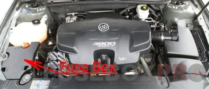 the location of the fuses in the engine compartment: buick lucerne (2006-2011)
