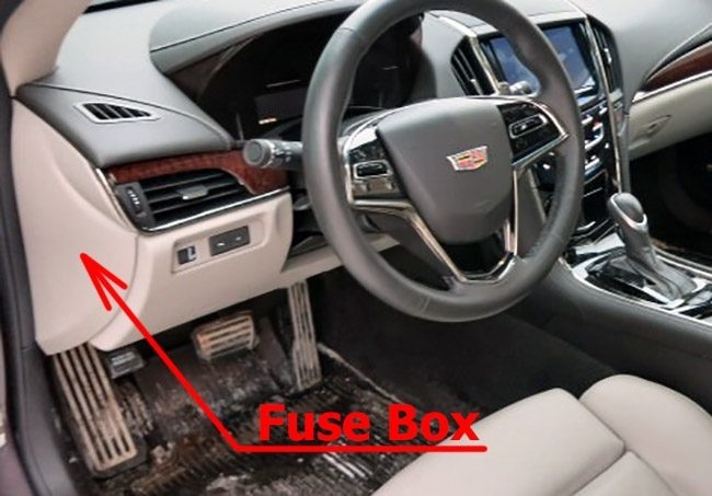 the location of the fuses in the passenger compartment: cadillac ats (2013-2018)
