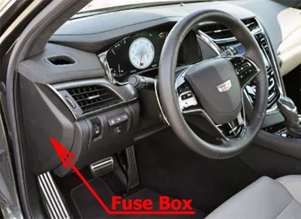 the location of the fuses in the passenger compartment: cadillac cts (2014-2019)