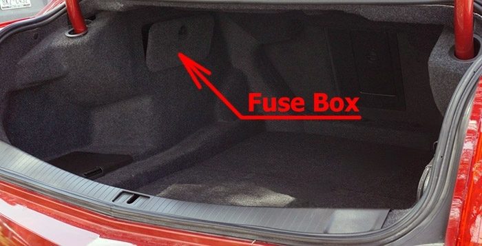 the location of the fuses in the trunk: cadillac cts (2014-2018)