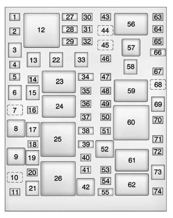 under-hood fuse box diagram: cadillac cts (2014, 2015, 2016)