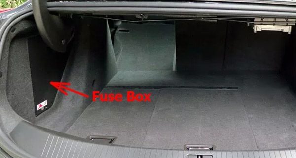 the location of the fuses in the trunk: cadillac elr