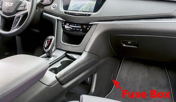 the location of the fuses in the passenger compartment: cadillac xt5