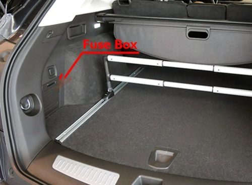 the location of the fuses in the trunk: cadillac xt5