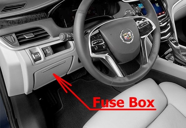 the location of the fuses in the passenger compartment: cadillac xts (2013-2018)