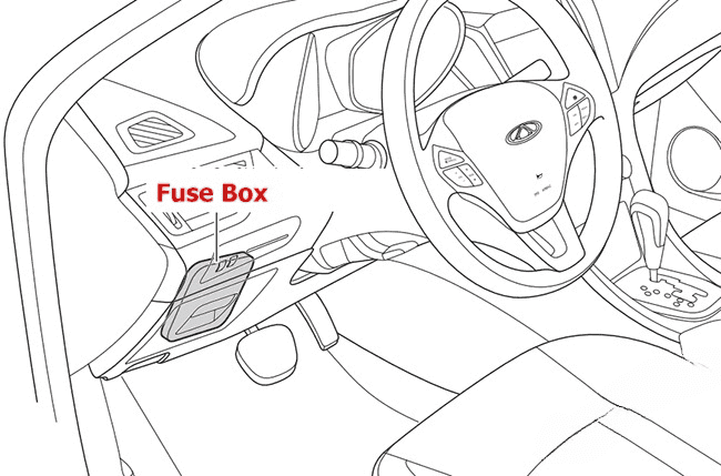 location of the fuses in the passenger compartment: chery arrizo 7 / a4 (2013-2018)