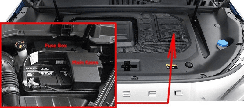 location of the fuses in the engine compartment: chery exeed vx (2020-2023)