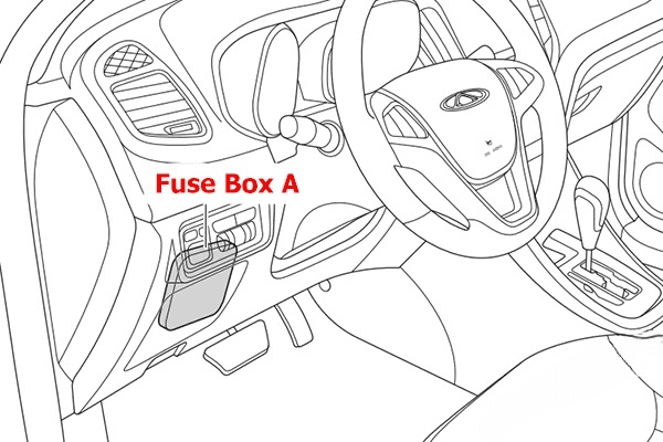 location of the fuse box a in the passenger compartment: chery tiggo 5 (2013, 2014, 2015)