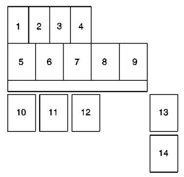 under-hood fuse box diagram: chevrolet tracker (1999, 2000, 2001, 2002, 2003, 2004)