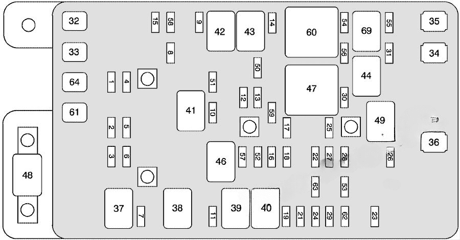 under-hood fuse box diagram: chevrolet trailblazer (2009)