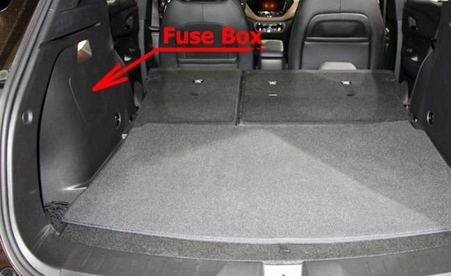 the location of the fuses in the trunk: chevrolet trailblazer (2020, 2021...)