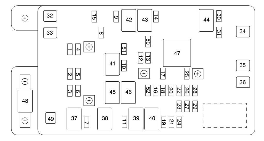 under-hood fuse box diagram: chevrolet trailblazer (l6) (2002, 2003)