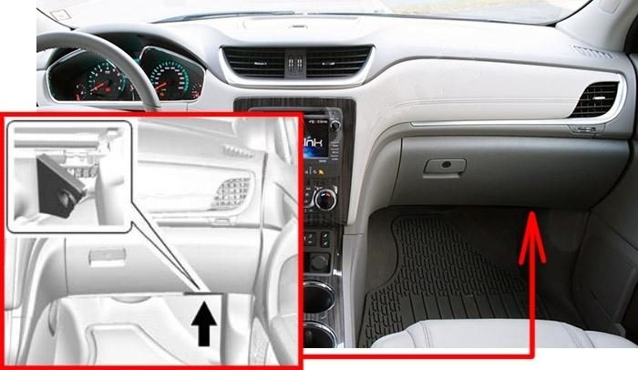 the location of the fuses in the passenger compartment: chevrolet traverse (2009-2017)