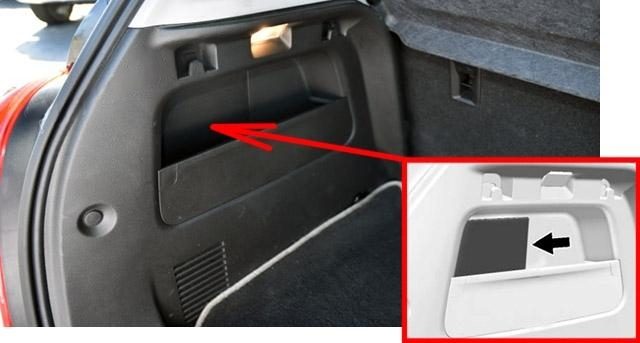 the location of the fuses in the trunk: chevrolet trax (2018-2020..)