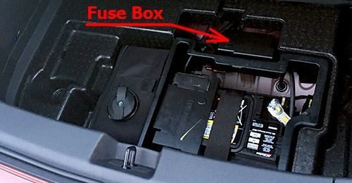 the location of the fuses in the trunk: chevrolet volt (2016, 2017, 2018, 2019)