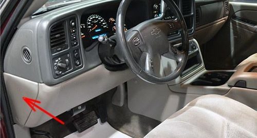 the location of the fuses in the passenger compartment: chevrolet avalanche (2001, 2002, 2003, 2004, 2005, 2006)