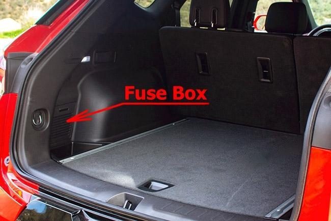 the location of the fuses in the trunk: chevrolet blazer (2019-2022)