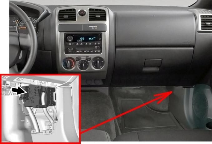 the location of the fuses in the passenger compartment: chevrolet colorado (2012-2019)