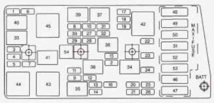 under-hood fuse box diagram: chevrolet corvette (1997, 1998)
