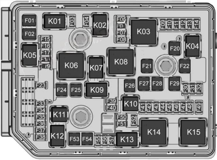 under-hood fuse box diagram: chevrolet equinox (2018, 2019)