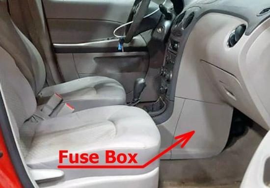 the location of the fuses in the passenger compartment: chevrolet hhr (2006-2011)