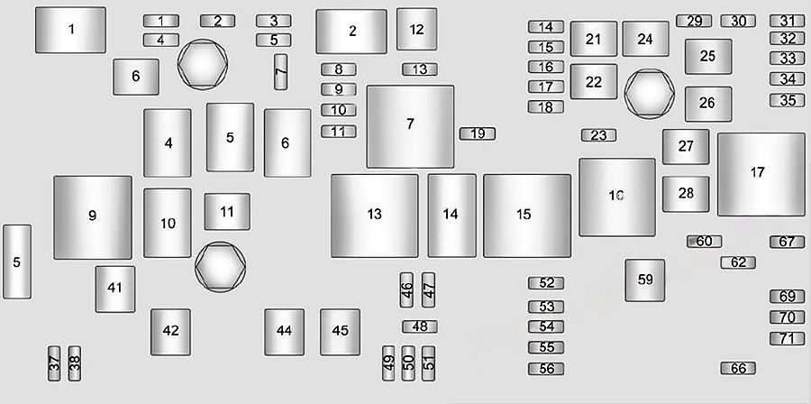 under-hood fuse box diagram: chevrolet impala (2014, 2015, 2016)