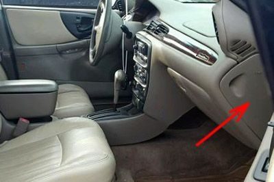 the location of the fuses in the passenger compartment: chevrolet malibu (1997, 1998, 1999, 2000, 2001, 2002, 2003)