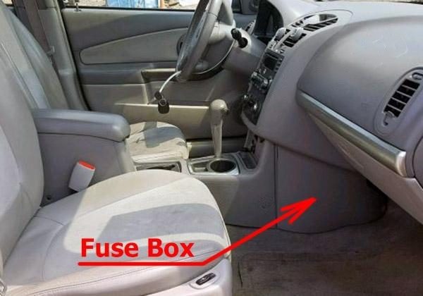 the location of the fuses in the passenger compartment: chevrolet malibu (2004-2007)
