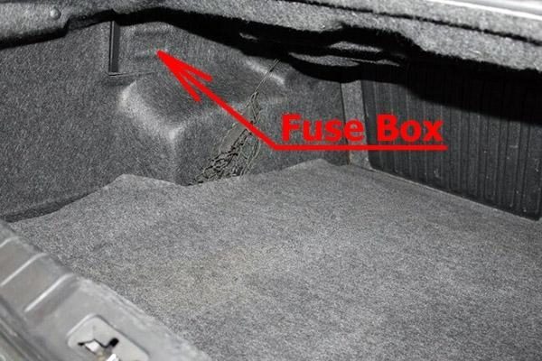 the location of the fuses in the trunk: chevrolet malibu (2008-2012)