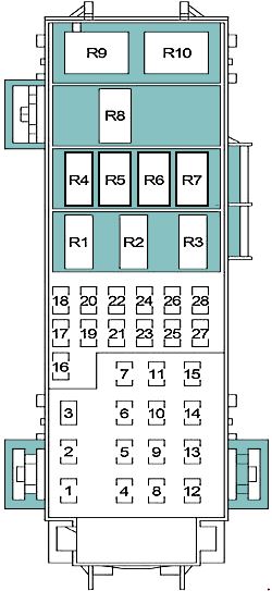 fuse box diagram (power distribution center): chrysler aspen (2004, 2005, 2006, 2007, 2008, 2009)