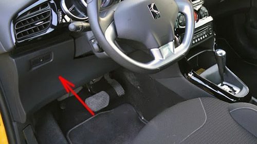 the location of the fuses in the passenger compartment (lhd): citroen ds3 (2009-2016)