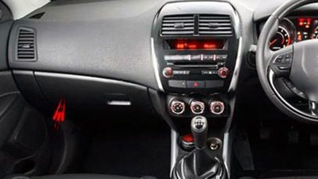 the location of the fuses in the passenger compartment (rhd): citroen c4 aircross (2012-2017)
