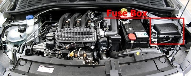 the location of the fuses in the engine compartment: citroen c4 cactus (2014-2017)