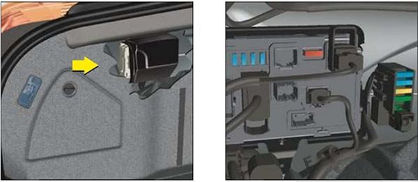 the location of the fuses in the trunk: citroën c6 (2007, 2008, 2009, 2010, 2011, 2012)