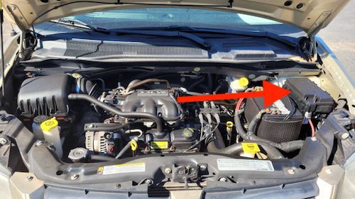 dodge caravan (2008-2010): engine compartment fuse box location