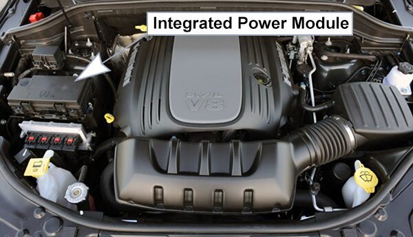 dodge durango (wd; 2011-2013): engine compartment fuse box location